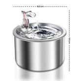 Jinou Cat Water Fountain - Made With Premium Quality Acrylic Glass - Pet Water Fountain With 3 Litre Water Tank- For Cats, Dogs & Other Pets (ROUND STEEL) 1 Year Warranty