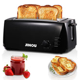 JINOU Toaster 4 Slice 1400W– Premium Quality Electronics,Stainless Steel Anti-Rust Heating Slots–for Bread, Bagels, Waffles,Pastries,Muffins–Reheat & Defrost Functions 1 Yr Warranty