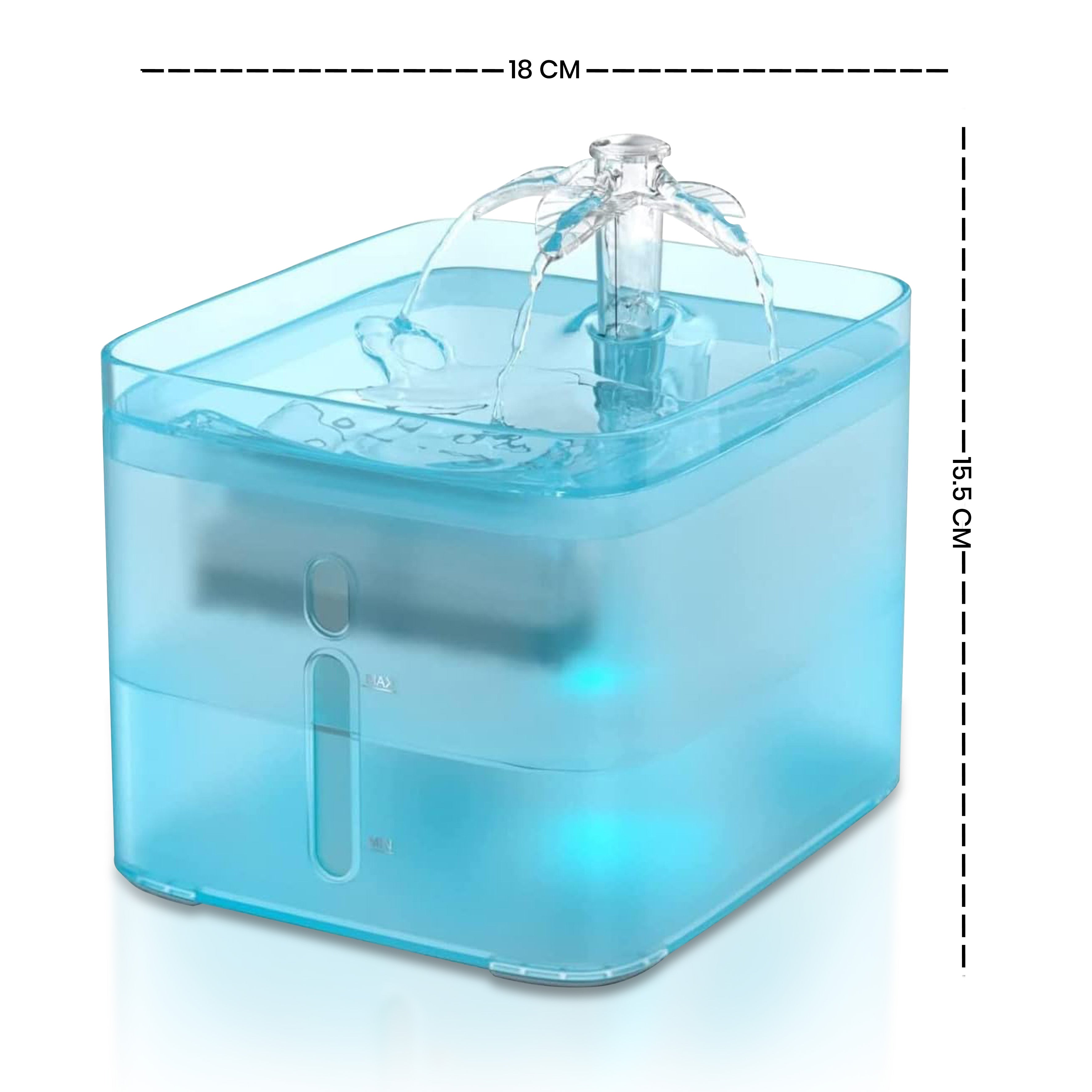 Jinou Cat Water Fountain - Made With Premium Quality Acrylic Glass - Pet Water Fountain With 3 Litre Water Tank- For Cats, Dogs & Other Pets (SQUARE ACRYLIC). 1 Year Warranty