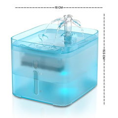 Jinou Cat Water Fountain - Made With Premium Quality Acrylic Glass - Pet Water Fountain With 3 Litre Water Tank- For Cats, Dogs & Other Pets (SQUARE ACRYLIC). 1 Year Warranty