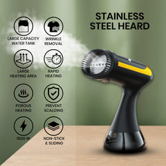 Jinou Steamer Clothes 1500W - Made With Premium Quality Material - 300ml Water Tank - 20 Secs Ultra Fast Heat Up - Wrinkle Remover for All Types of Fabrics - Free Ironing Glove, 1 Year Warranty