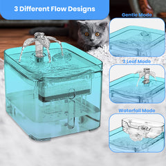 Jinou Cat Water Fountain - Made With Premium Quality Acrylic Glass - Pet Water Fountain With 3 Litre Water Tank- For Cats, Dogs & Other Pets (SQUARE ACRYLIC). 1 Year Warranty