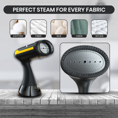 Jinou Steamer Clothes 1500W - Made With Premium Quality Material - 300ml Water Tank - 20 Secs Ultra Fast Heat Up - Wrinkle Remover for All Types of Fabrics - Free Ironing Glove, 1 Year Warranty