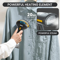 Jinou Steamer Clothes 1500W - Made With Premium Quality Material - 300ml Water Tank - 20 Secs Ultra Fast Heat Up - Wrinkle Remover for All Types of Fabrics - Free Ironing Glove, 1 Year Warranty