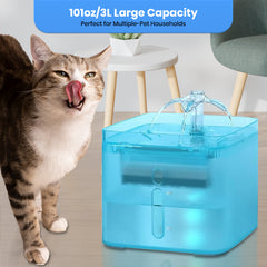 Jinou Cat Water Fountain - Made With Premium Quality Acrylic Glass - Pet Water Fountain With 3 Litre Water Tank- For Cats, Dogs & Other Pets (SQUARE ACRYLIC). 1 Year Warranty