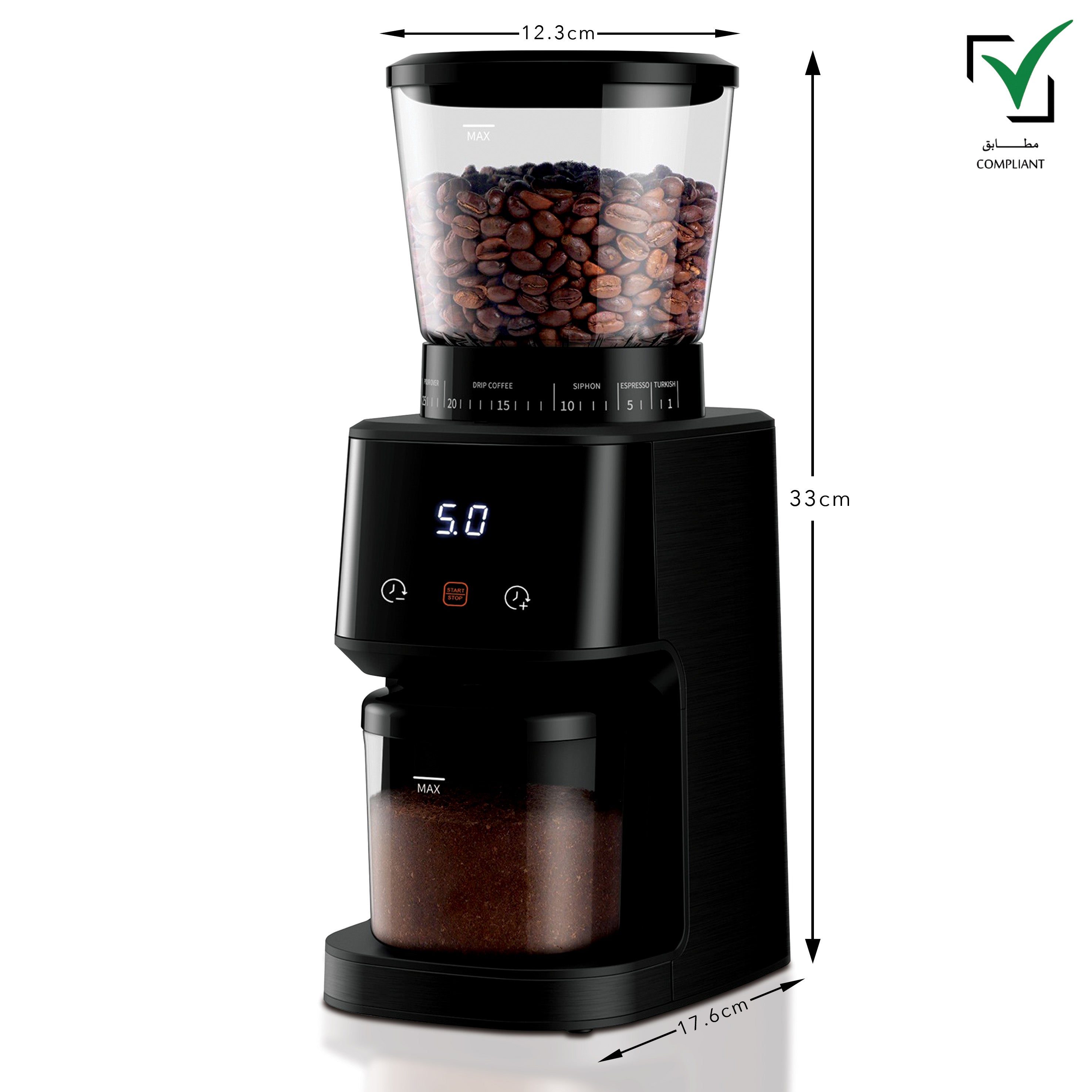Jinou Coffee grinder made w/ 165W 100% pure copper motor-Designed w/ Premium Quality food grade material-grinder machine with 31 grinding sizes for coffee beans,all types of spices.1 Yr Warranty