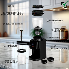 Jinou Coffee grinder made w/ 165W 100% pure copper motor-Designed w/ Premium Quality food grade material-grinder machine with 31 grinding sizes for coffee beans,all types of spices.1 Yr Warranty