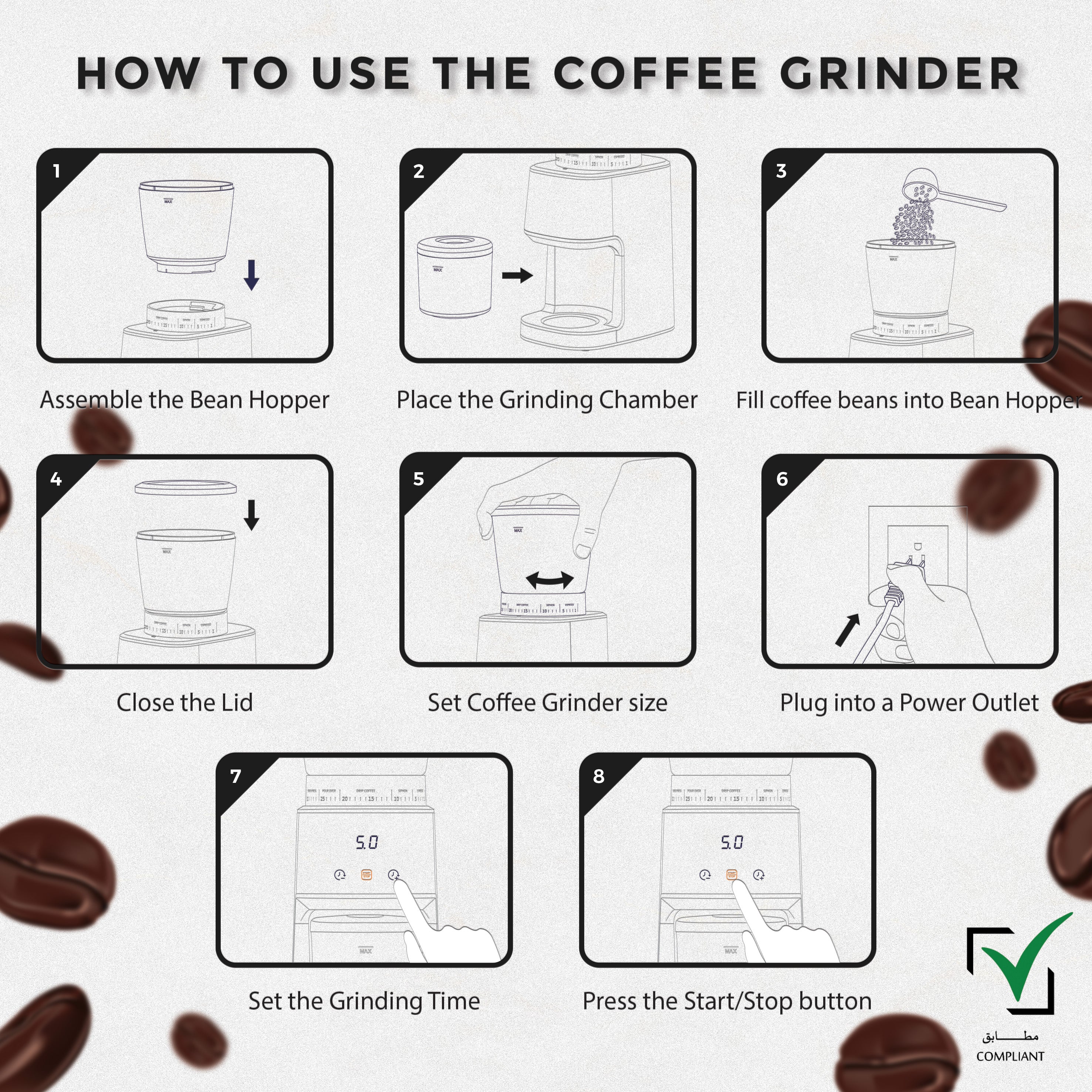 Jinou Coffee grinder made w/ 165W 100% pure copper motor-Designed w/ Premium Quality food grade material-grinder machine with 31 grinding sizes for coffee beans,all types of spices.1 Yr Warranty