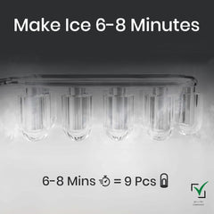 JINOU Ice Maker 2L – 12Kg/24H, 6 Mins Ready, 2 Ice Sizes – Self-Cleaning, Premium ABS, Upgraded Cooling – With Scoop, Basket & 5 Free Ice Bags – For Home, Kitchen, Bar, Cafe, & Party. 1 Year Warranty