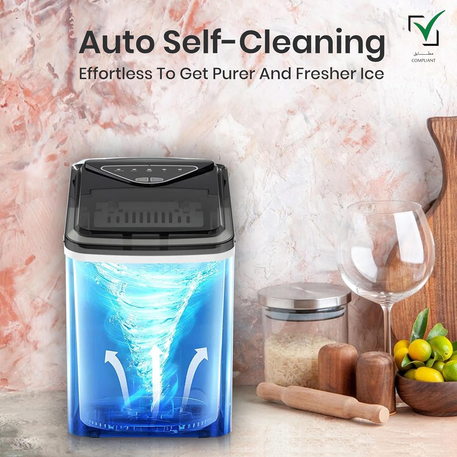 JINOU Ice Maker 2L – 12Kg/24H, 6 Mins Ready, 2 Ice Sizes – Self-Cleaning, Premium ABS, Upgraded Cooling – With Scoop, Basket & 5 Free Ice Bags – For Home, Kitchen, Bar, Cafe, & Party. 1 Year Warranty
