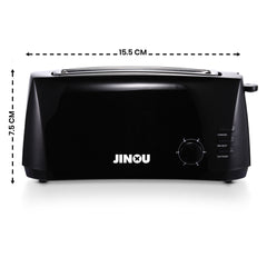 JINOU Toaster 4 Slice 1400W– Premium Quality Electronics,Stainless Steel Anti-Rust Heating Slots–for Bread, Bagels, Waffles,Pastries,Muffins–Reheat & Defrost Functions 1 Yr Warranty