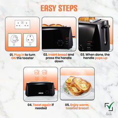 JINOU Toaster 4 Slice 1400W– Premium Quality Electronics,Stainless Steel Anti-Rust Heating Slots–for Bread, Bagels, Waffles,Pastries,Muffins–Reheat & Defrost Functions 1 Yr Warranty