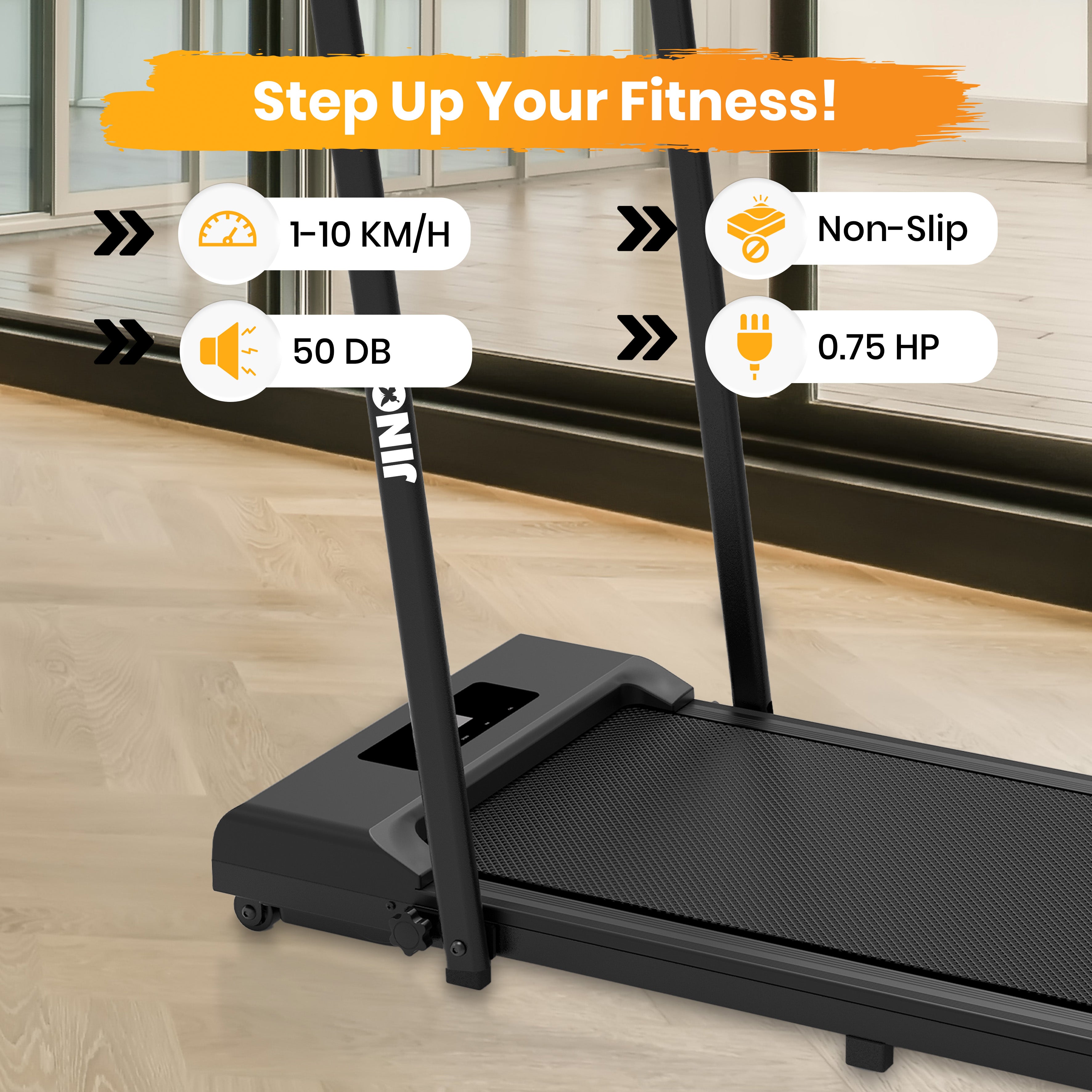 Jinou Tredmill / Walking Pad - Made with Upgraded Electronics and Premium Quality Aluminium and Pvc Plastic – Treadmill with Foldable Handle – For Walking and Running.1 Year Warranty