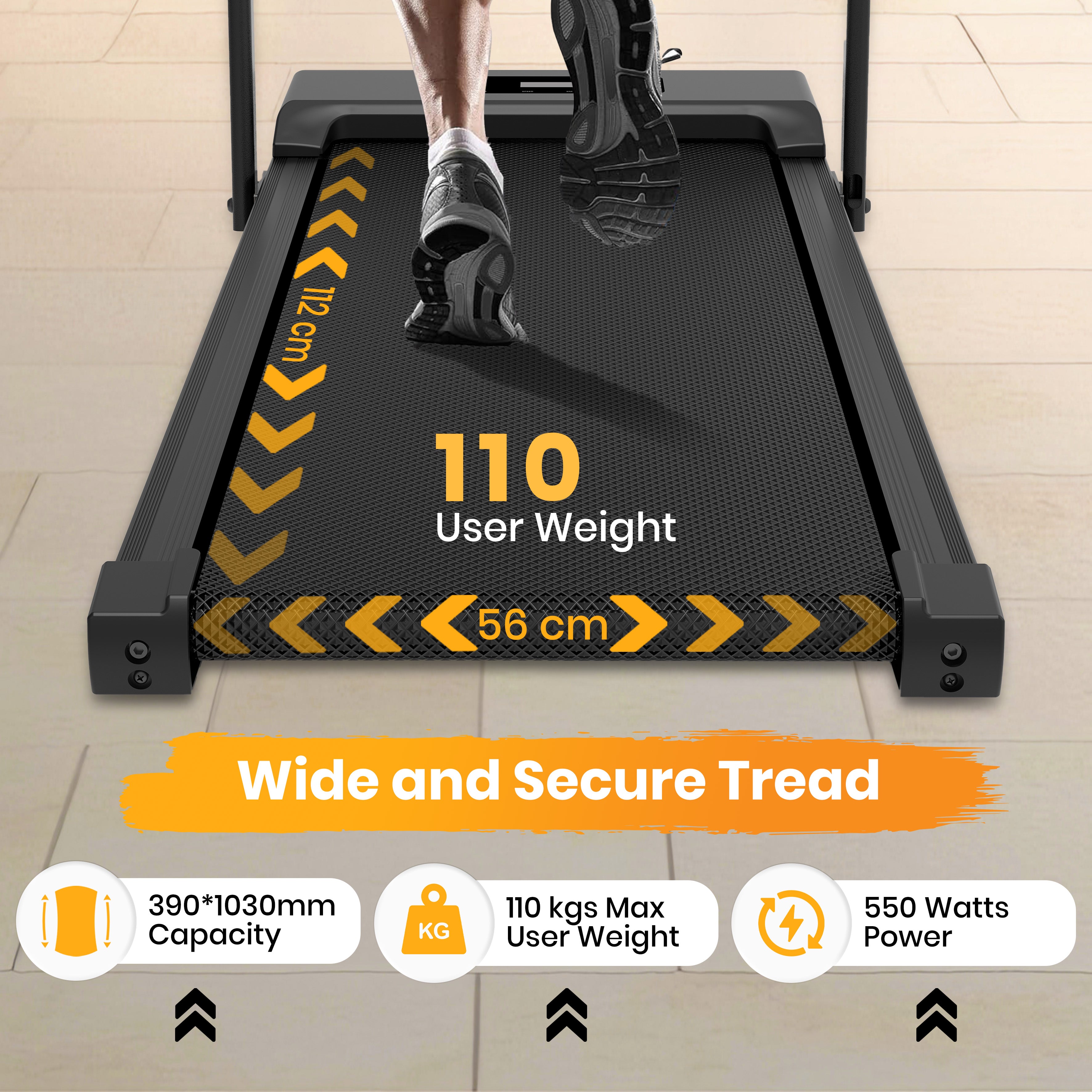 Jinou Tredmill / Walking Pad - Made with Upgraded Electronics and Premium Quality Aluminium and Pvc Plastic – Treadmill with Foldable Handle – For Walking and Running.1 Year Warranty