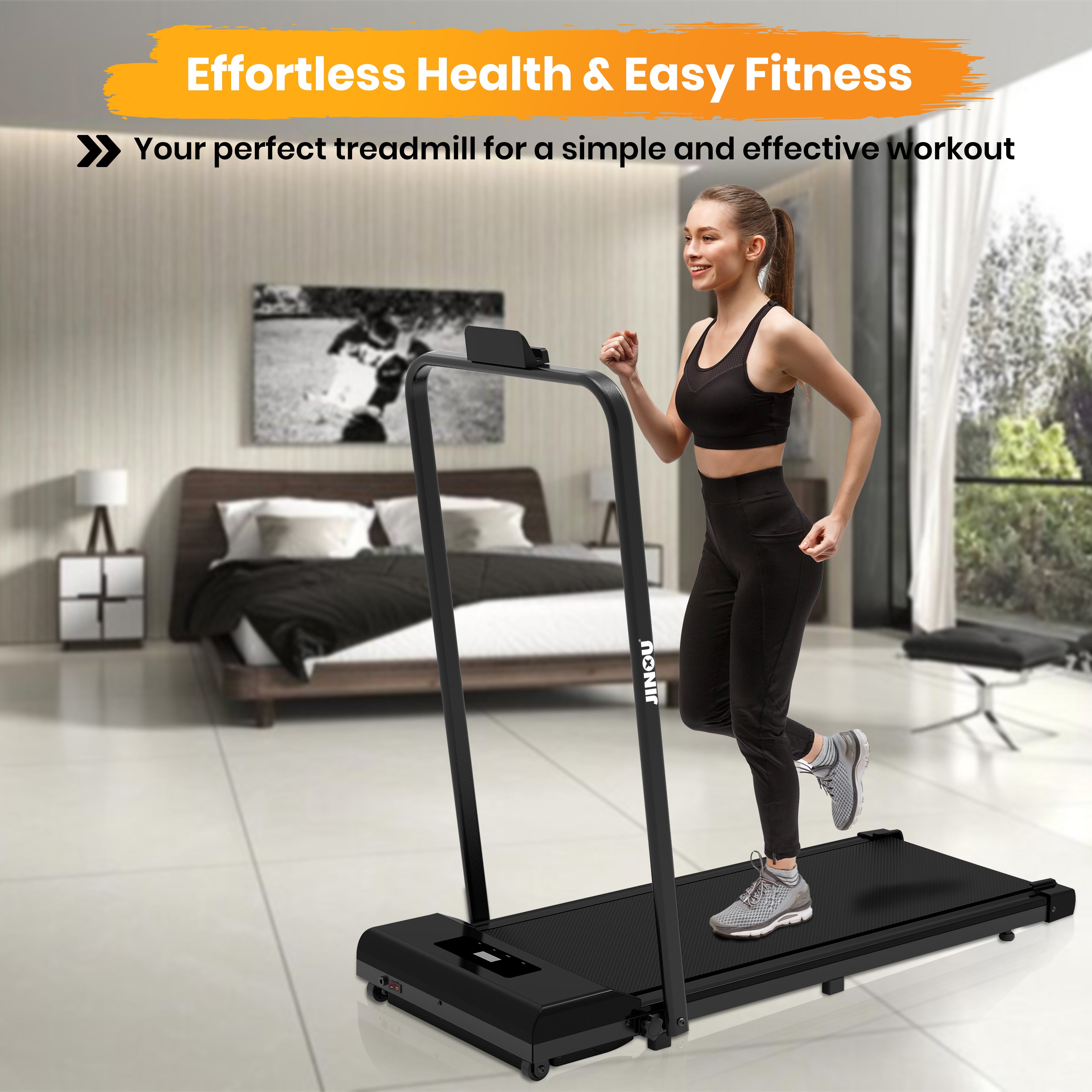 Jinou Tredmill / Walking Pad - Made with Upgraded Electronics and Premium Quality Aluminium and Pvc Plastic – Treadmill with Foldable Handle – For Walking and Running.1 Year Warranty