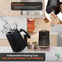 Jinou Turkish Coffee Maker 600W - Smart Touch Power Button - Made w/Premium Quality Material & Non-Stick Coating - Coffee Machine to Make Coffee & Other Hot Drinks. (Black). 4 Cups. 1 Year Warranty.